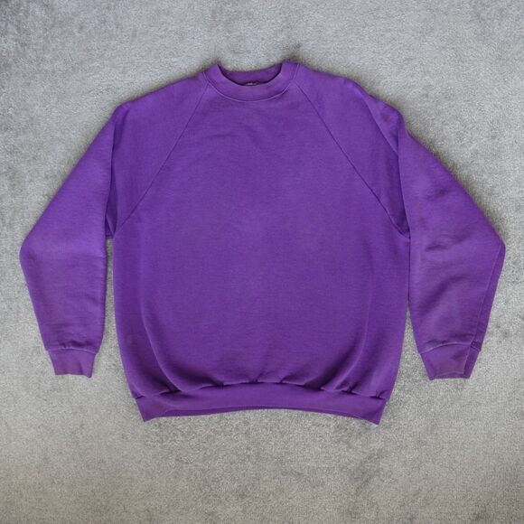 Vintage Fruit Of The Loom Sweatshirt Men's XL Purple Raglan Crewneck Pullover - Picture 1 of 10